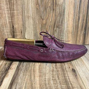 Arfango Firenze Mens Driving Moccasin Shoes Maroon Leather Made In Italy Size 12